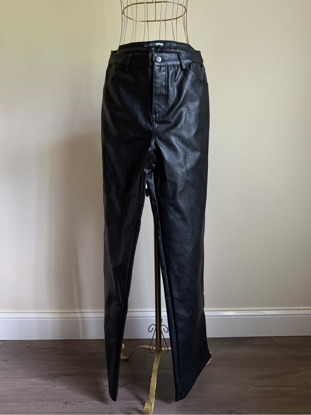 Women’s Black Faux Leather wide leg Pants